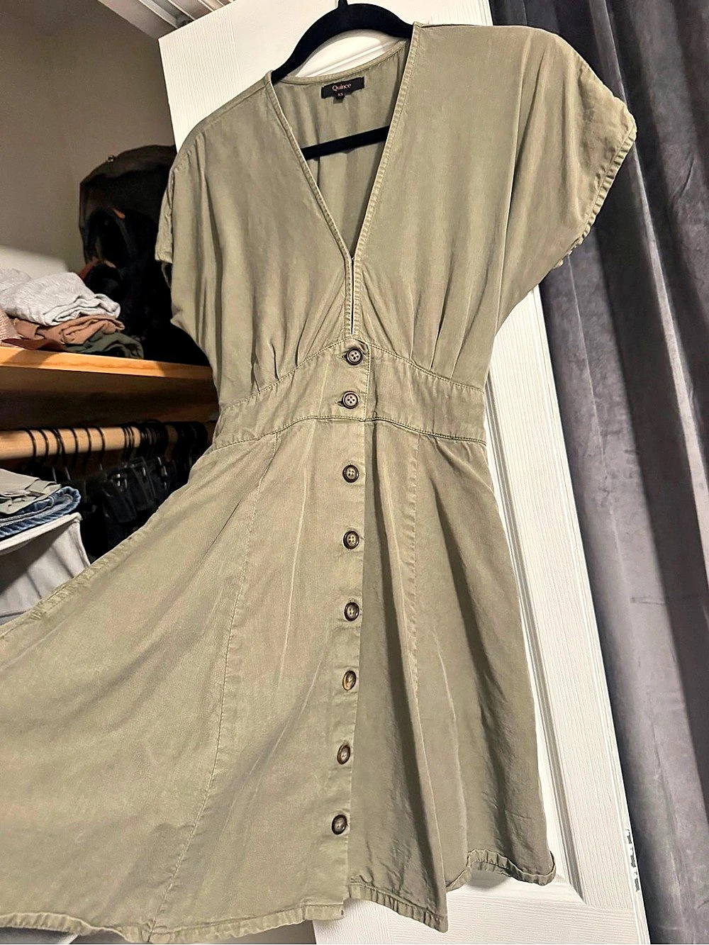 Quince Button Front Dress Mini Dress